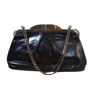 Hobo International VTG Triple Chain Clutch Bag Leather Paisley Kisslock Hayley